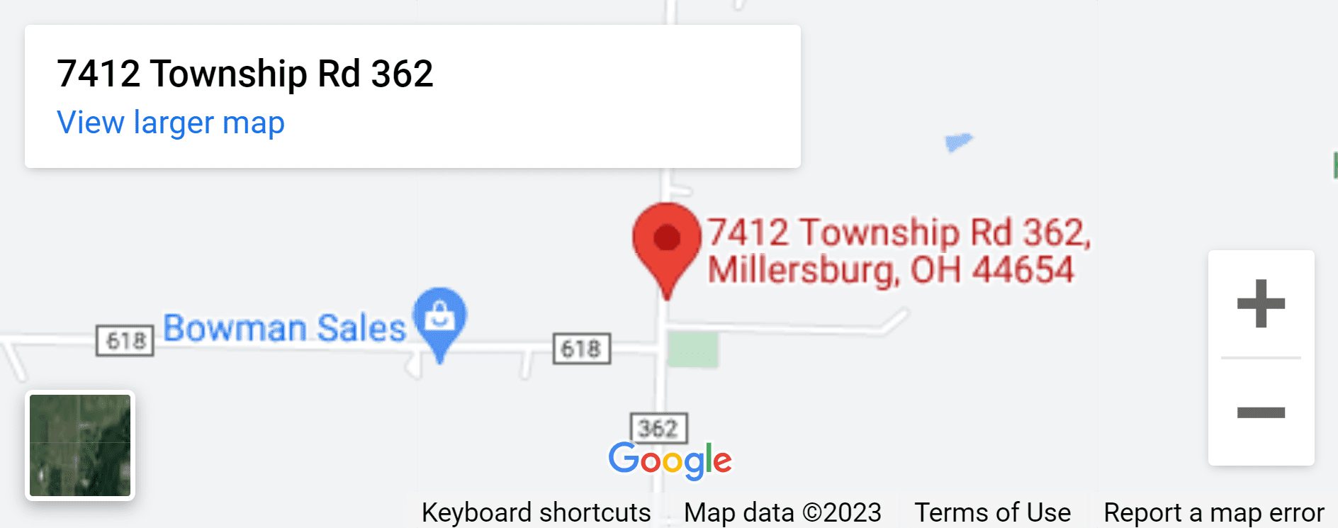 A map of the location of the business.